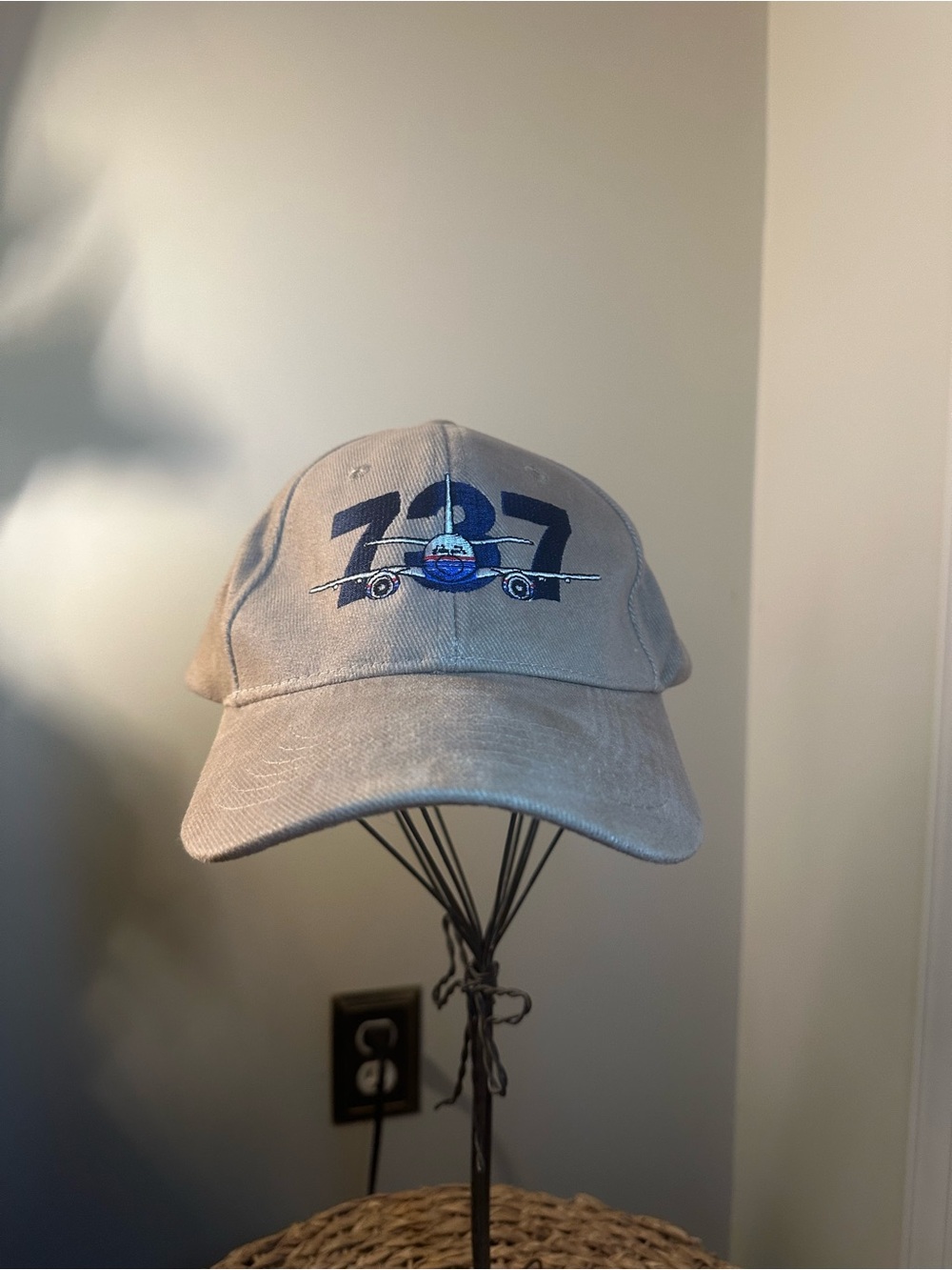 Boeing 737 Hat Cap Strap Back Black Tan High Power Aviation Adult